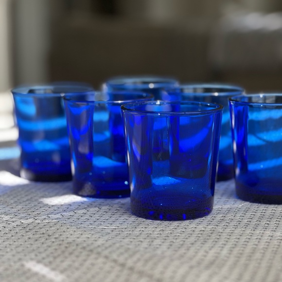 Libbey High Ball Whiskey Glass, Cobalt Blue, Set of 6 Cocktail Glasses - Picture 7 of 9